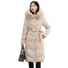 2022 Winter new Korean-style slim-fit hooded mid-length down cotton-padded jacket for women, two-sided cotton-padded jacket for women Item Picture